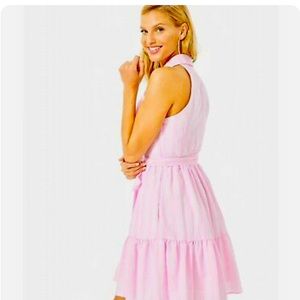 Lilly Pulitzer Trisha Shirtdress in Mandevilla Pink baby seersucker size 0
